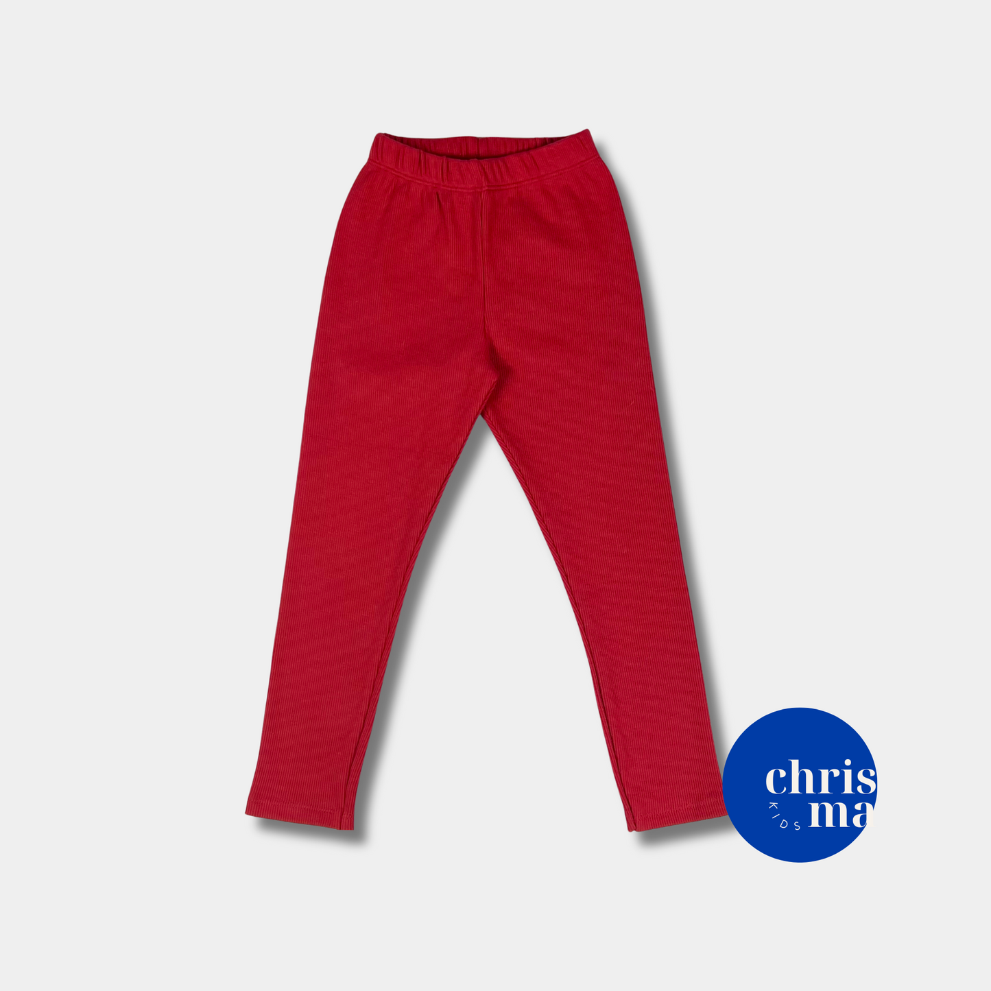 Red Ribbed Leggings