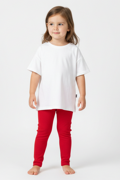 Red Ribbed Leggings