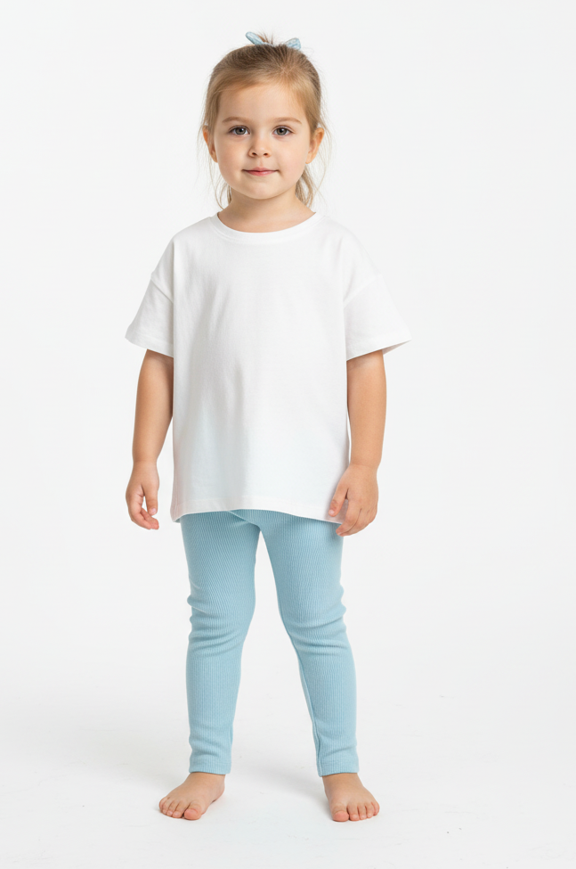 Legginsy Prążek Błękitne