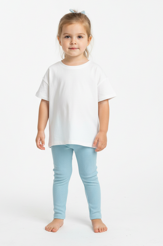 Legginsy Prążek Błękitne