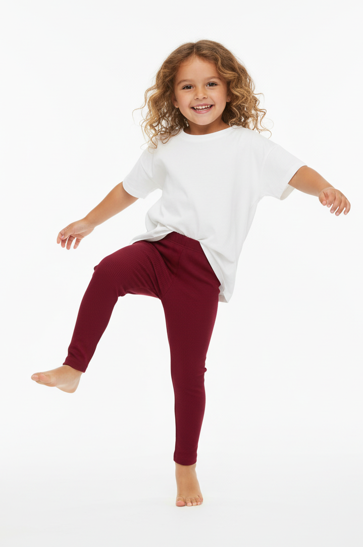 Legginsy Prążek Bordo