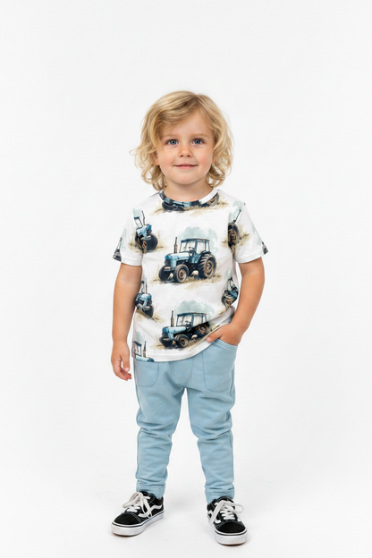 T-shirt Tractor Retro Blue