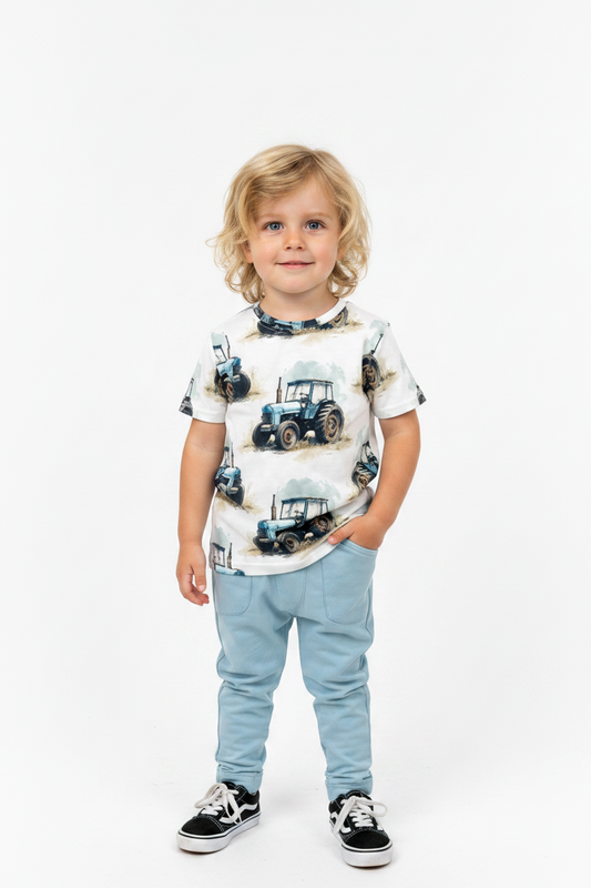 T-shirt Tractor Retro Blue